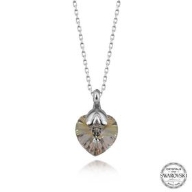 GMS Swarovski Crystal Taşlı Kalp Kadın Gümüş Kolye