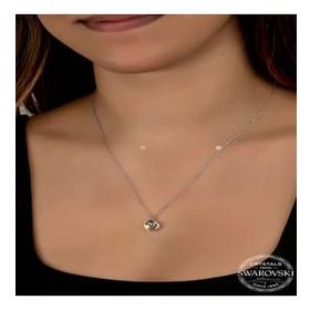 GMS Swarovski Crystal Taşlı Kalp Kadın Gümüş Kolye