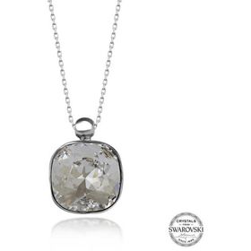 GMS Swarovski Crystal Taşlı Kare Kadın Gümüş Kolye