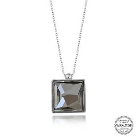 GMS Swarovski Crystal Taşlı Kare Kadın Gümüş Kolye