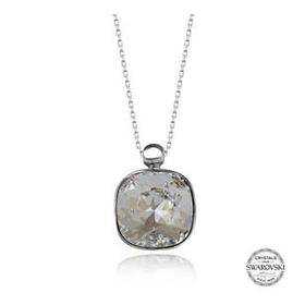 GMS Swarovski Crystal Taşlı Kare Kadın Gümüş Kolye