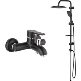 GMS Zirve Siyah Krom Banyo Batarya Valtemo Siyah Tepe Duş Takımı