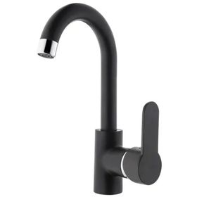 GMS ZRV301-k Zirve Siyah Krom Kuğu Lavabo Musluk Bataryası