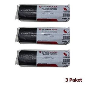 GNR Endüstriyel 2 Kat Siyah 400 gr 80x110 cm 10 Adet Jumbo Çöp Poşeti (3 adet)