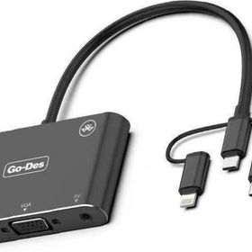 Go Des GD-8762 5 in 1 HDMI VGA AV Bluetooh V4.2 EDR Dönüştürücü Adaptör Ses ve Görüntü Aktarım