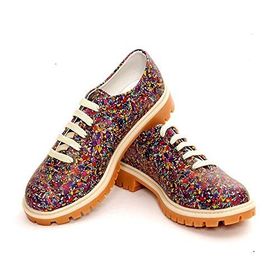 Goby TMK6511 Renkli Pattern Kadın Oxford Ayakkabı