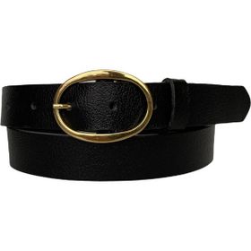 GoDeri 3 cm-110 cm Deri Gold Tokalı Siyah Kadın Kemeri
