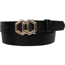 GoDeri 3 cm-110 cm Deri Gold Tokalı Siyah Kadın Kemeri
