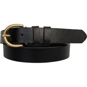 GoDeri 3 cm-120 cm Deri Gold Tokalı Siyah Kadın Kemeri