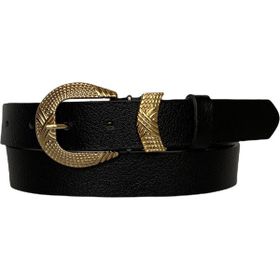 GoDeri 3 cm-120 cm Deri Gold Tokalı Siyah Kadın Kemeri