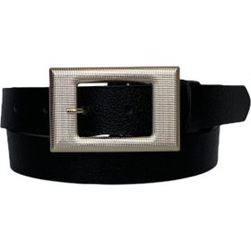 GoDeri 3 cm-95 cm Deri Gold Tokalı Siyah Kadın Kemeri