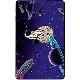 Gogo Accessories 10.5 inç Samsung Galaxy Tab ile Uyumlu A T590 Mor Astronot Baskılı Silikon Kılıf
