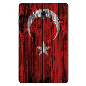 Gogo Accessories 10.5 inç Samsung Galaxy Tab ile Uyumlu A T590 Türk Bayrağı Ahşap Baskılı Silikon Kılıf
