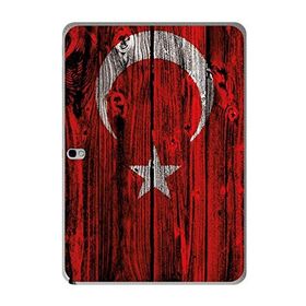 Gogo Accessories 10.5 inç Samsung Galaxy Tab ile Uyumlu S T800 Türk Bayrağı Ahşap Baskılı Silikon Kılıf