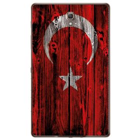 Gogo Accessories 10.5 inç Samsung Galaxy Tab ile Uyumlu S6 T860 Türk Bayrağı Ahşap Baskılı Silikon Kılıf