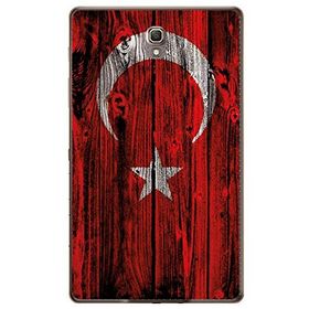 Gogo Accessories 10.5 inç Samsung Galaxy Tab ile Uyumlu S6 T860 Türk Bayrağı Ahşap Baskılı Silikon Kılıf