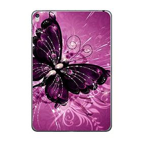 Gogo Accessories Apple iPad Mini 4 A1538 A1550 Mor Kelebek Baskılı Silikon Kılıf