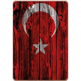 Gogo Accessories Apple iPad New Air2 A1566 A1567 Türk Bayrağı Ahşap Baskılı Silikon Kılıf