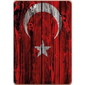 Gogo Accessories Apple iPad New Air2 A1566 A1567 Türk Bayrağı Ahşap Baskılı Silikon Kılıf