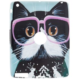 Gogo Accessories İpad 2.3.4 Model Pembe Gozluklu Kedi Baskılı Kedi Silikon Kılıf