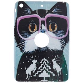 Gogo Accessories iPad mini 2 Nesil Model Pembe Gozluklu Kedi Baskılı Kedi Silikon Kılıf