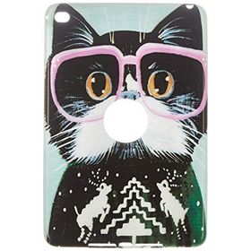 Gogo Accessories iPad mini 4. nesil Model Pembe Gozluklu Kedi Baskılı Kedi Silikon Kılıf