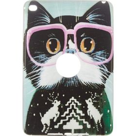 Gogo Accessories iPad mini 4. nesil Model Pembe Gozluklu Kedi Baskılı Kedi Silikon Kılıf