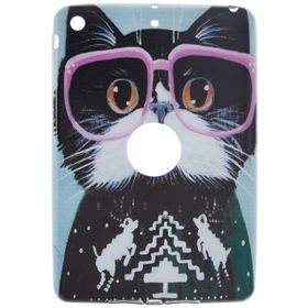 Gogo Accessories iPad mini Model Pembe Gozluklu Kedi Baskılı Kedi Silikon Kılıf