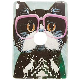 Gogo Accessories iPad Pro AIR 3 Model Pembe Gozluklu Kedi Baskılı Kedi Silikon Kılıf