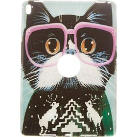 Gogo Accessories iPad Pro AIR 3 Model Pembe Gozluklu Kedi Baskılı Kedi Silikon Kılıf