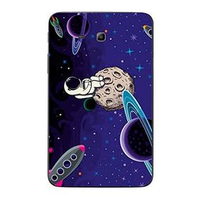 Gogo Accessories Samsung Galaxy Tab ile Uyumlu 3 Lite T110 T113 T116 Mor Astronot Baskılı Silikon Kılıf