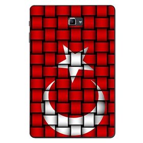Gogo Accessories Samsung Galaxy Tab ile Uyumlu A SM-T580 2016 Kılıf Türk Bayrağı Kare Baskılı Silikon Kılıf
