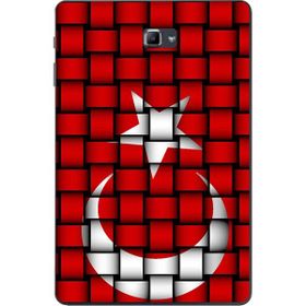 Gogo Accessories Samsung Galaxy Tab ile Uyumlu A SM-T580 2016 Kılıf Türk Bayrağı Kare Baskılı Silikon Kılıf