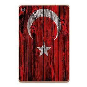 Gogo Accessories Samsung Galaxy Tab ile Uyumlu S Sm-T720 Türk Bayrağı Ahşap Baskılı Silikon Kılıf