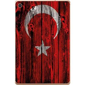 Gogo Accessories Samsung Galaxy Tab ile Uyumlu S Sm-T720 Türk Bayrağı Ahşap Baskılı Silikon Kılıf