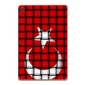 Gogo Accessories Samsung Galaxy Tab ile Uyumlu S Sm-T720 Türk Bayrağı Kare Baskılı Silikon Kılıf
