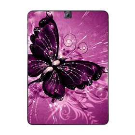 Gogo Accessories Samsung Galaxy Tab ile Uyumlu S2 T815 Mor Kelebek Baskılı Silikon Kılıf