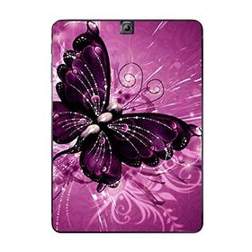 Gogo Accessories Samsung Galaxy Tab ile Uyumlu S2 T815 Mor Kelebek Baskılı Silikon Kılıf