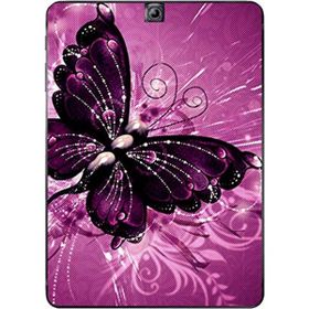 Gogo Accessories Samsung Galaxy Tab ile Uyumlu S2 T815 Mor Kelebek Baskılı Silikon Kılıf