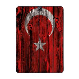 Gogo Accessories Samsung Galaxy Tab ile Uyumlu S2 T815 Türk Bayrağı Ahşap Baskılı Silikon Kılıf