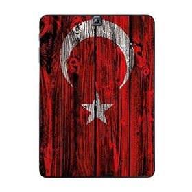 Gogo Accessories Samsung Galaxy Tab ile Uyumlu S2 T815 Türk Bayrağı Ahşap Baskılı Silikon Kılıf