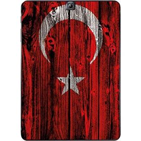 Gogo Accessories Samsung Galaxy Tab ile Uyumlu S2 T815 Türk Bayrağı Ahşap Baskılı Silikon Kılıf