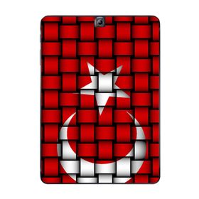 Gogo Accessories Samsung Galaxy Tab ile Uyumlu S2 T815 Türk Bayrağı Kare Baskılı Silikon Kılıf