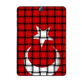 Gogo Accessories Samsung Galaxy Tab ile Uyumlu S2 T815 Türk Bayrağı Kare Baskılı Silikon Kılıf