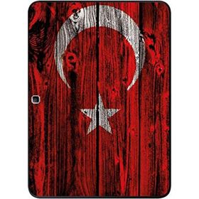 Gogo Accessories Samsung Galaxy Tab ile Uyumlu T530 Türk Bayrağı Ahşap Baskılı Silikon Kılıf
