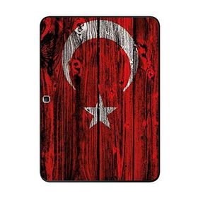 Gogo Accessories Samsung Galaxy Tab ile Uyumlu T530 Türk Bayrağı Ahşap Baskılı Silikon Kılıf