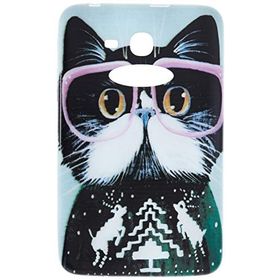 Gogo Accessories Samsung T110 Model Pembe Gozluklu Kedi Baskılı Kedi Silikon Kılıf