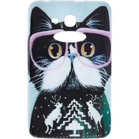 Gogo Accessories Samsung T110 Model Pembe Gozluklu Kedi Baskılı Kedi Silikon Kılıf