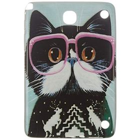 Gogo Accessories Samsung T350 Model Pembe Gozluklu Kedi Baskılı Kedi Silikon Kılıf