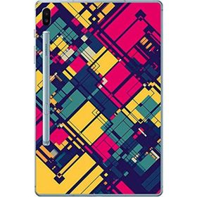 Gogo Samsung Galaxy Tab S6 T860/T865/T867 Kare Desenler Silikon Baskılı Arka Kapak